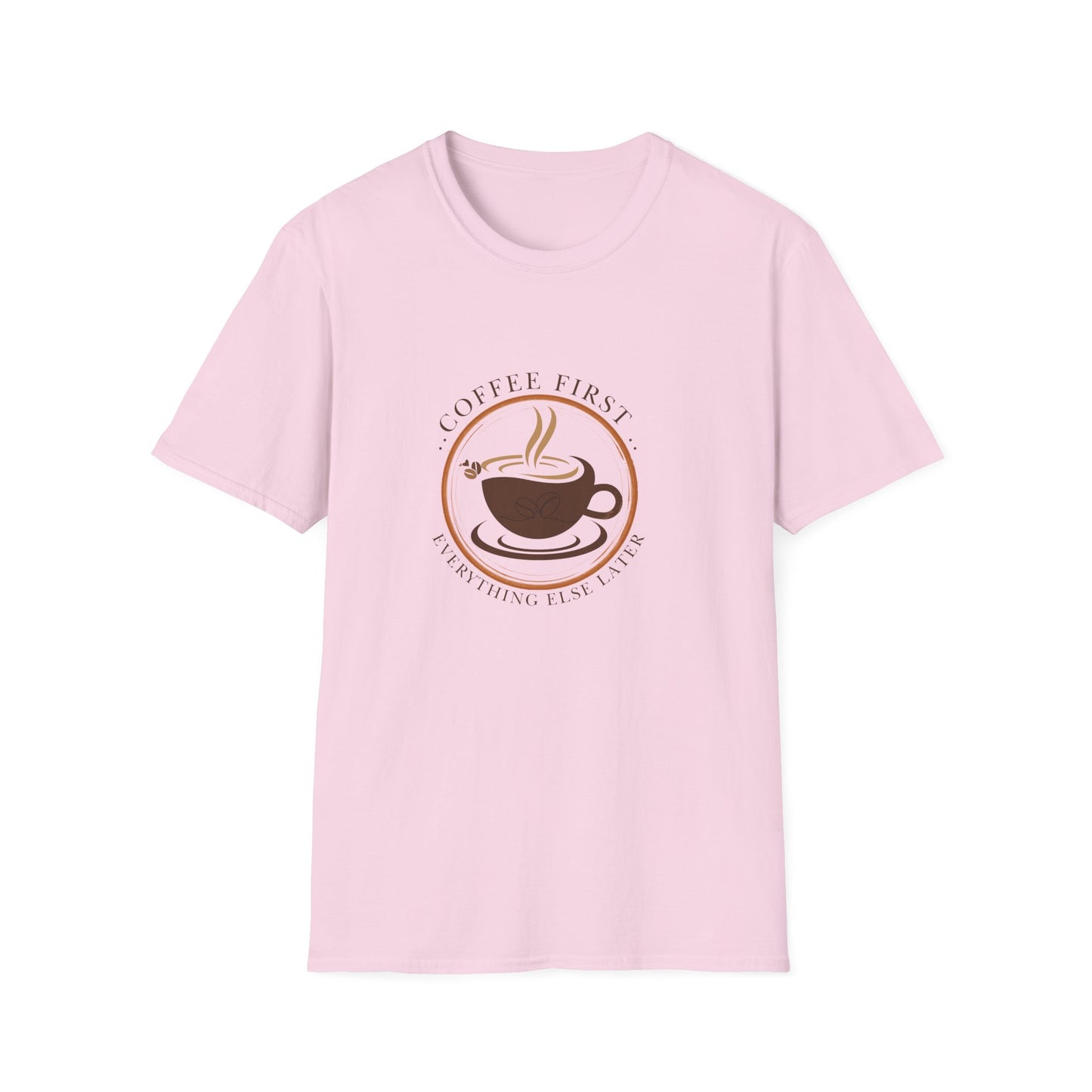 Coffee First Minimalist Tee - Softstyle T-Shirt for Caffeine Lovers