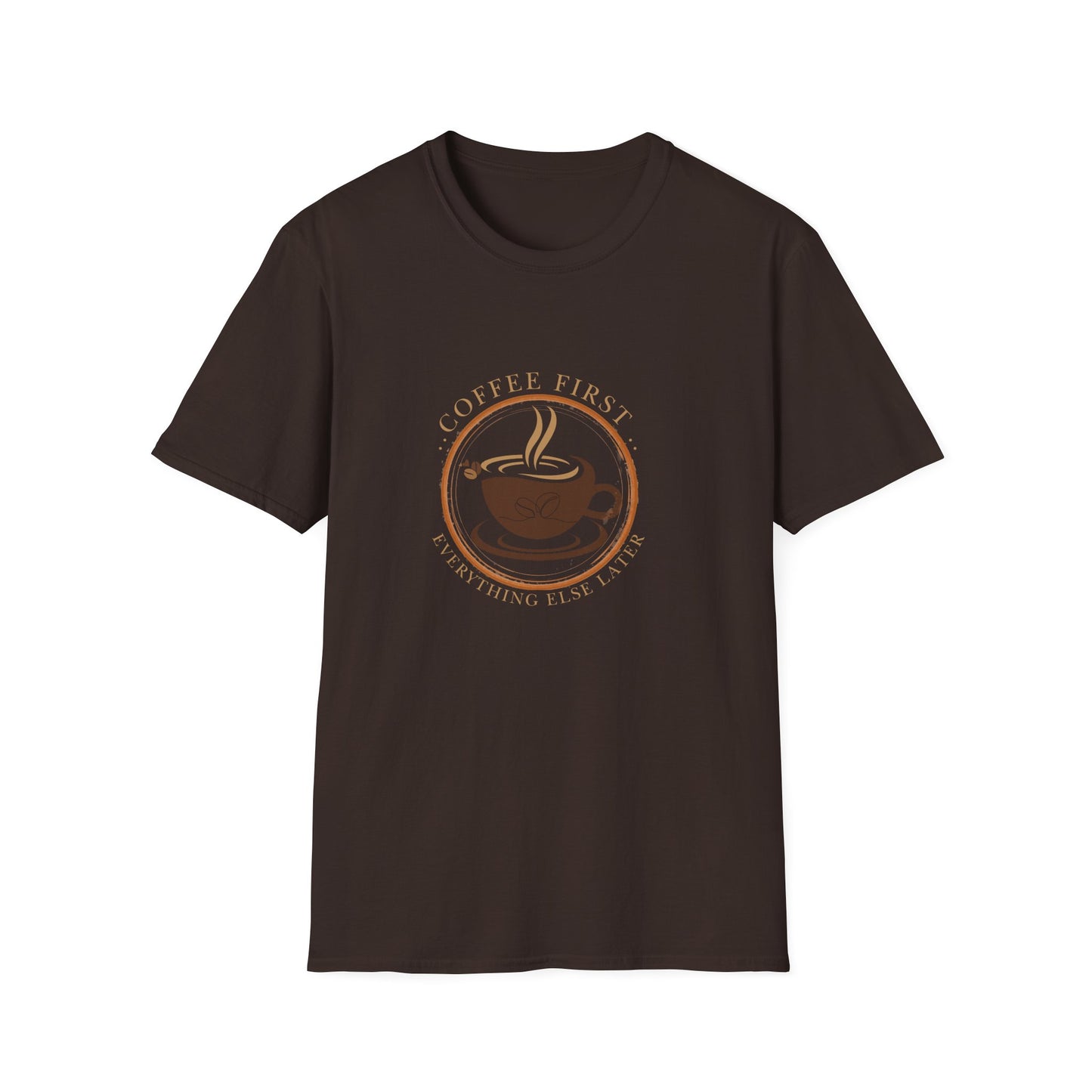 Coffee First Minimalist Tee - Softstyle T-Shirt for Caffeine Lovers