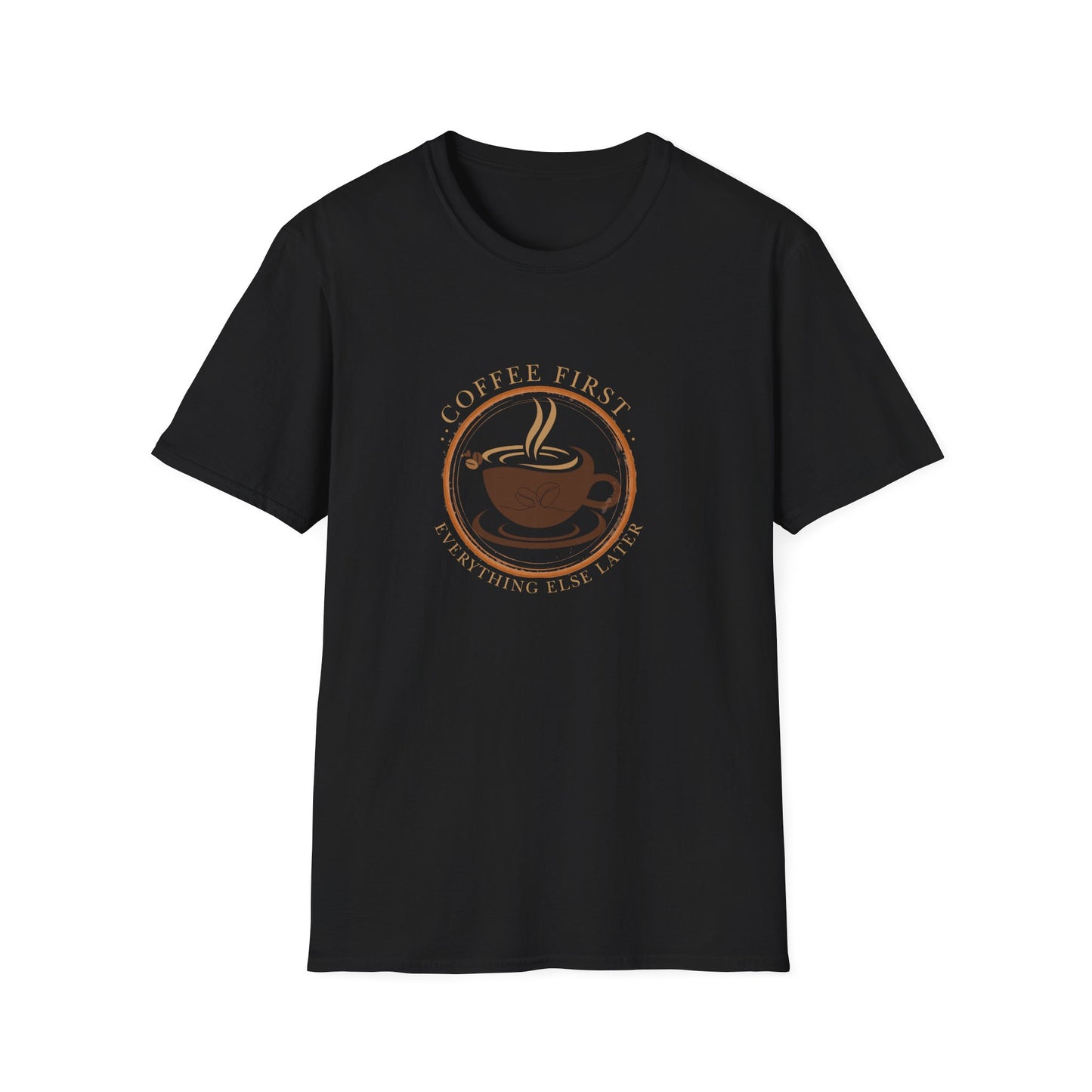 Coffee First Minimalist Tee - Softstyle T-Shirt for Caffeine Lovers