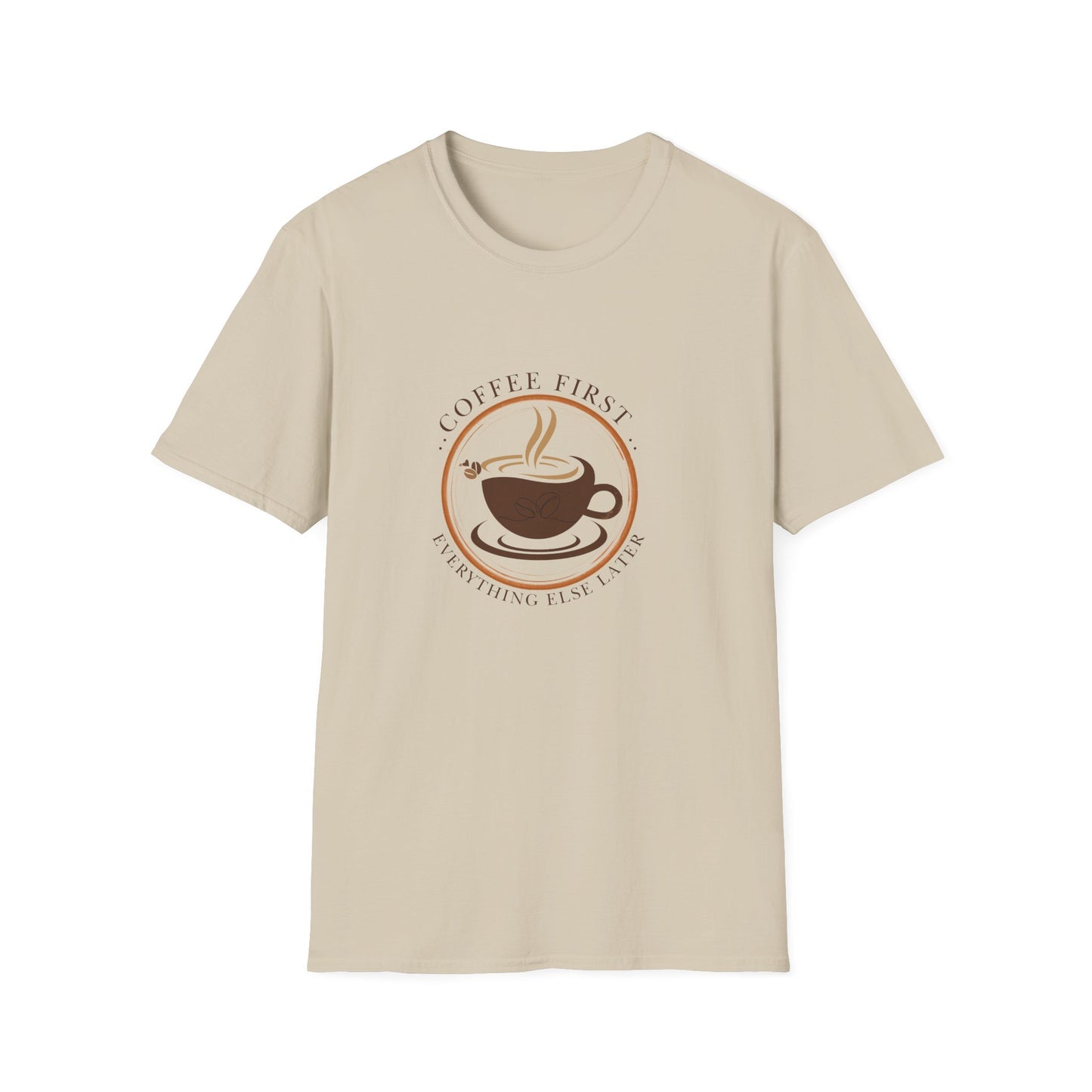 Coffee First Minimalist Tee - Softstyle T-Shirt for Caffeine Lovers
