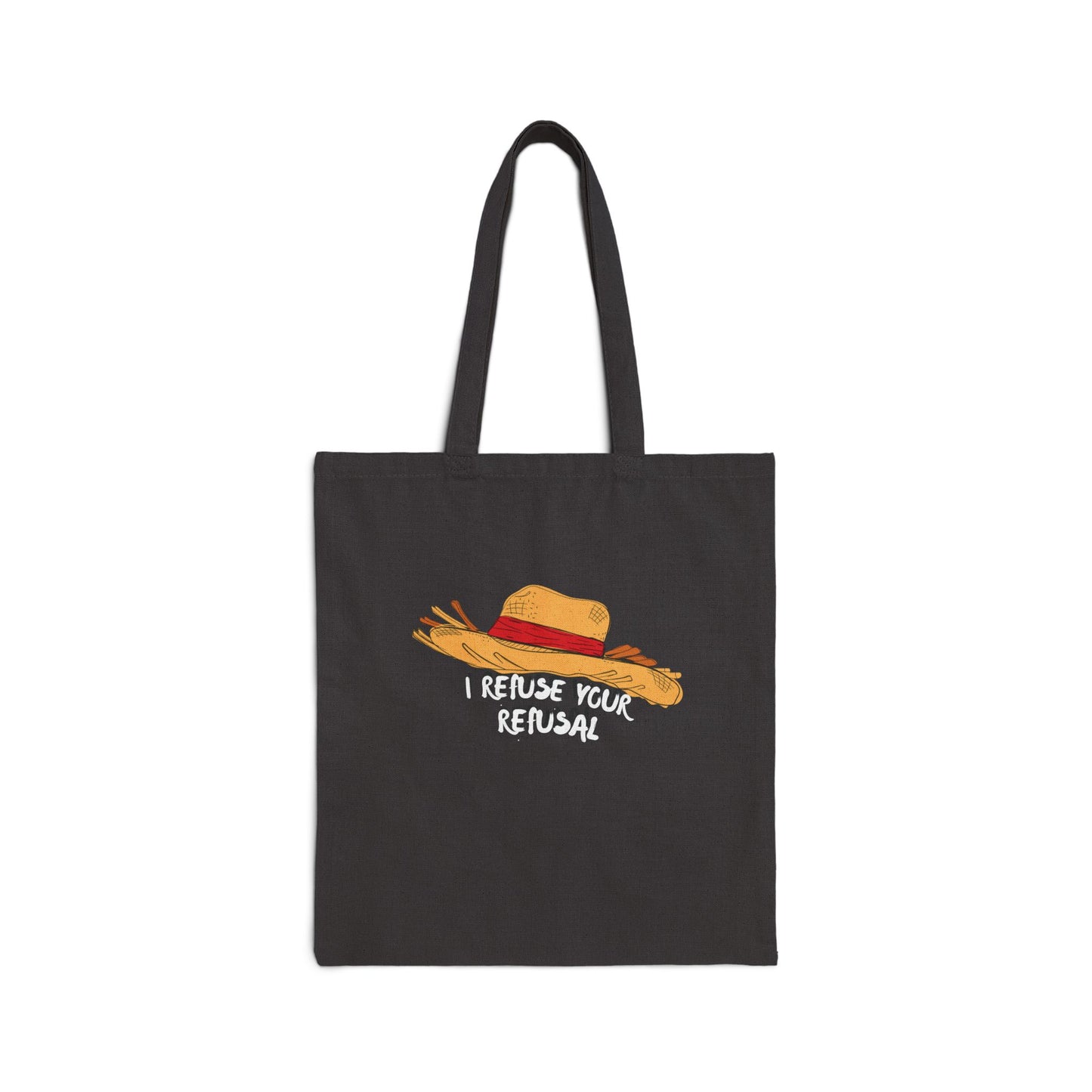 Straw Hat Canvas Tote- "I Refuse Your Refusal" Anime-Inspired Design