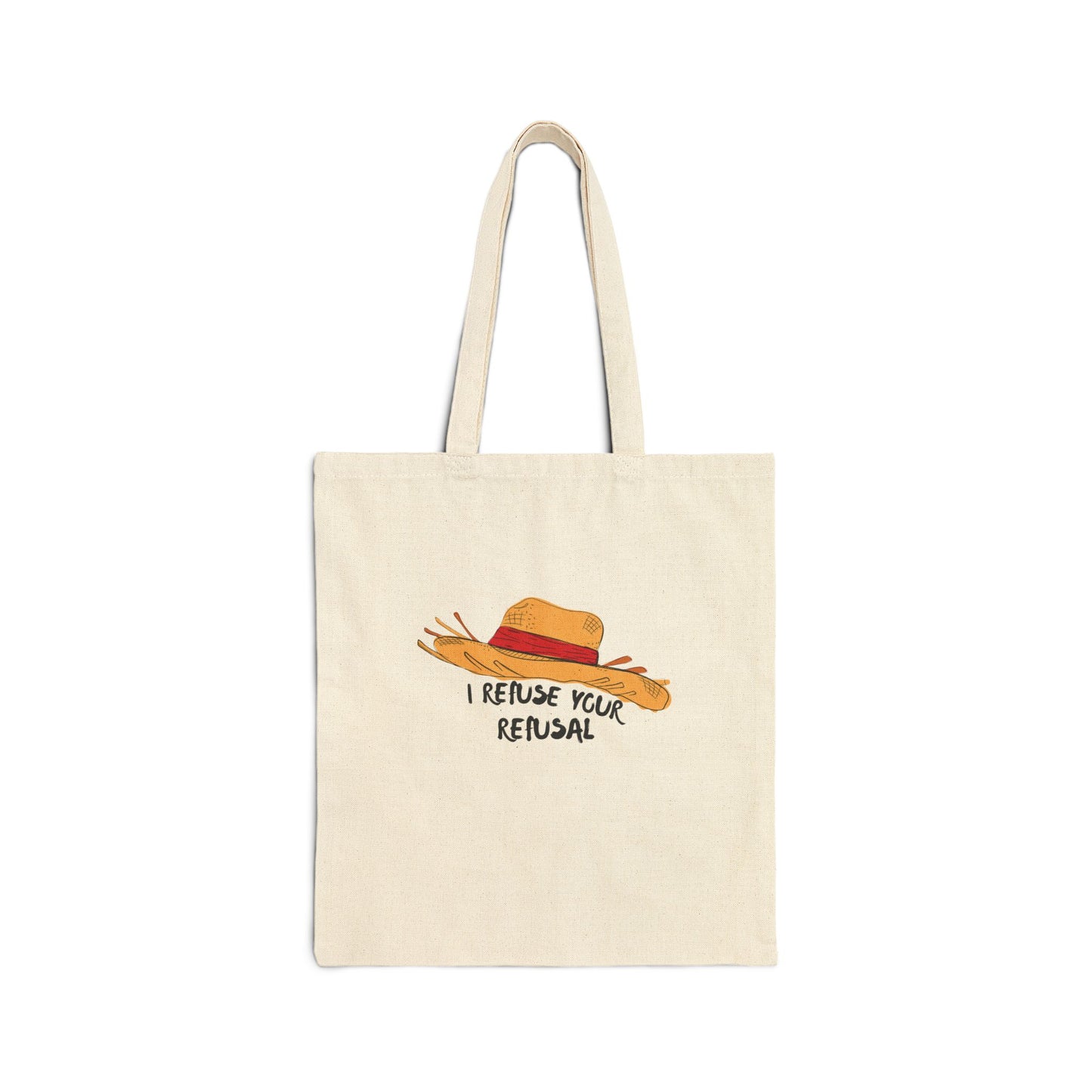 Straw Hat Canvas Tote- "I Refuse Your Refusal" Anime-Inspired Design