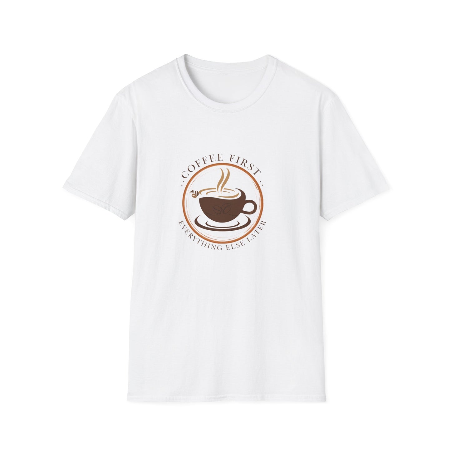 Coffee First Minimalist Tee - Softstyle T-Shirt for Caffeine Lovers