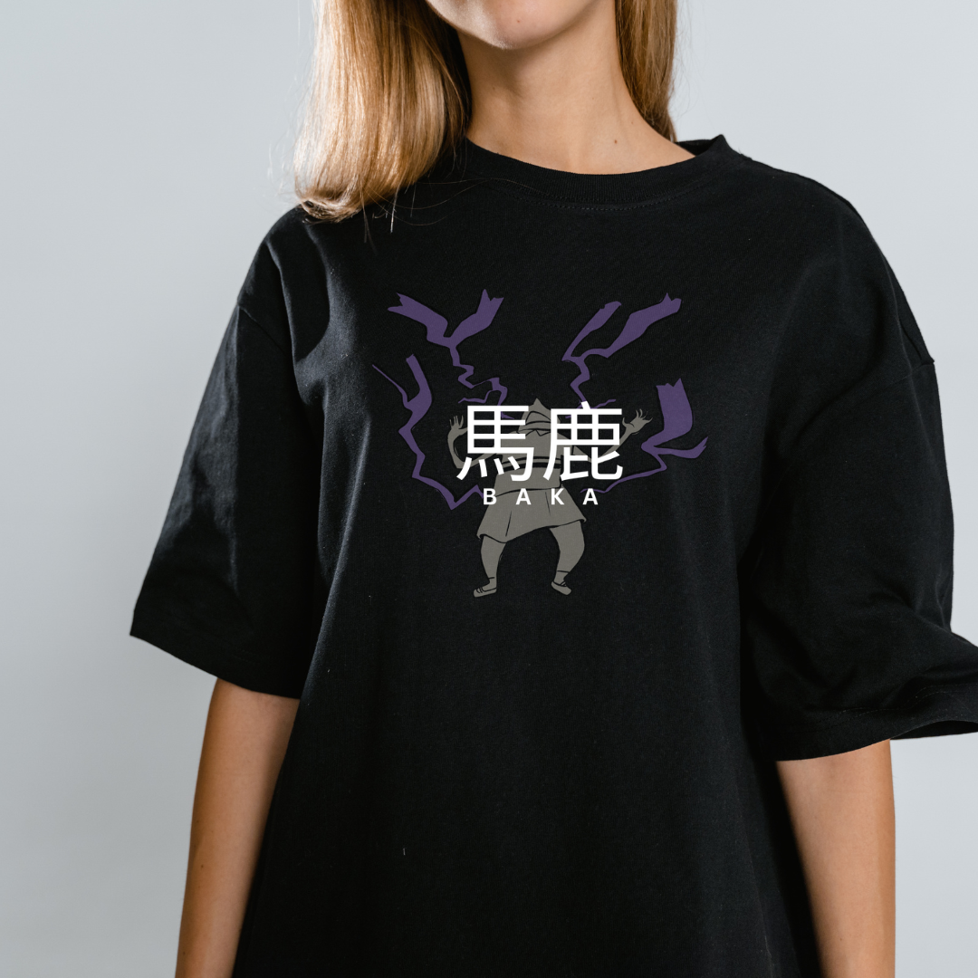 BAKA Graphic Unisex T-Shirt – Anime Streetwear with Lightning Detail