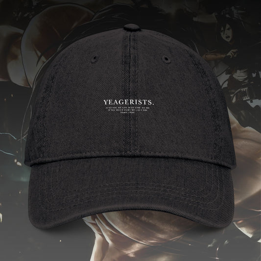 'YEAGARISTS Slogan' Embroidery | Anime Inspired Denim Hat
