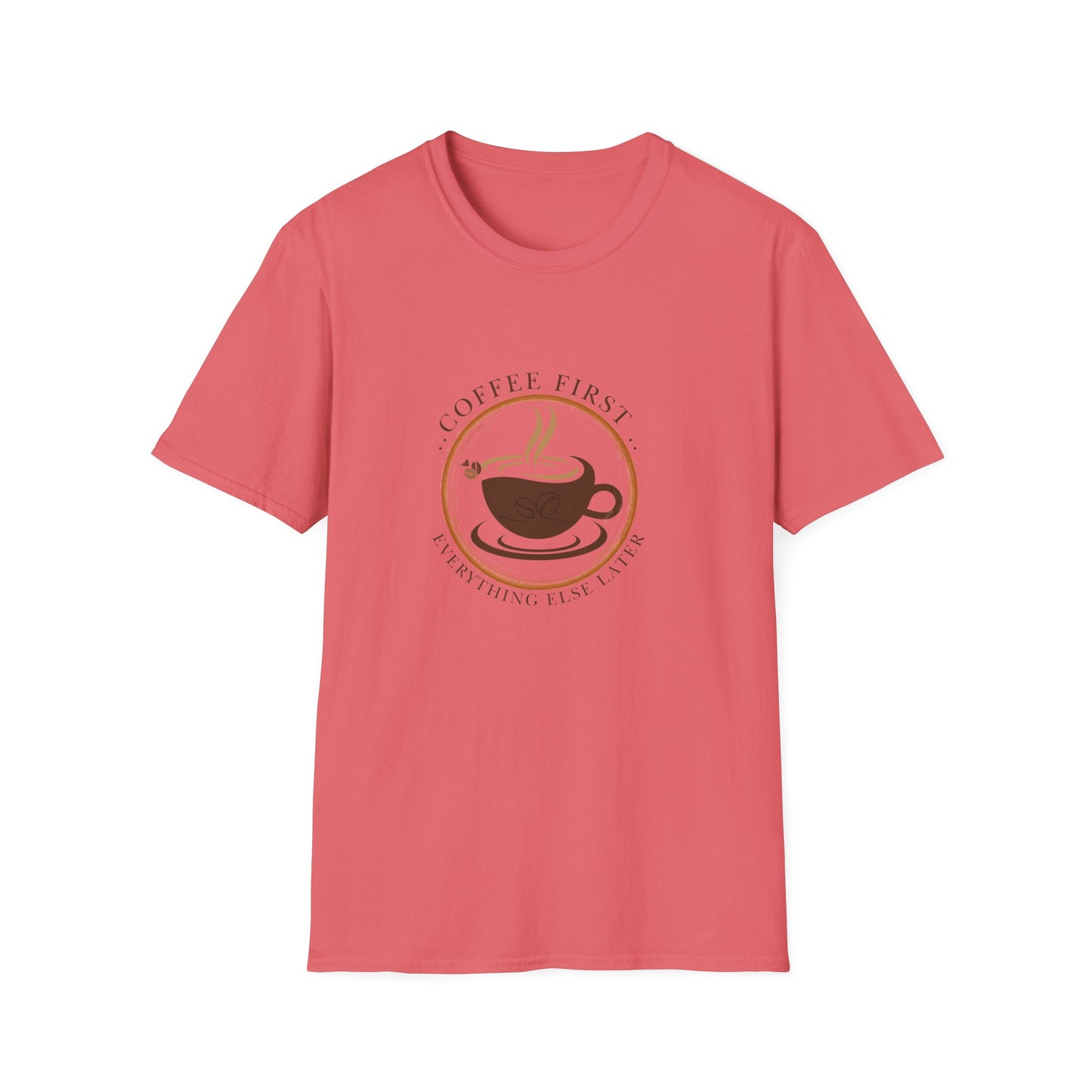 Coffee First Minimalist Tee - Softstyle T-Shirt for Caffeine Lovers