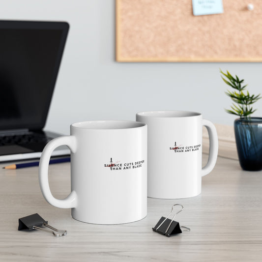 Silence Cuts Deeper Than Any Blade – Minimalist Anime-Inspired Ceramic Mug