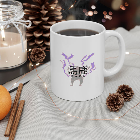 BAKA Anime Ceramic Mug – Glossy Finish with Lightning Artwork