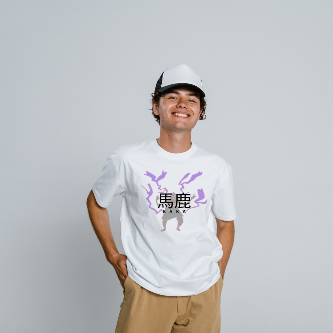 BAKA Graphic Unisex T-Shirt – Anime Streetwear with Lightning Detail